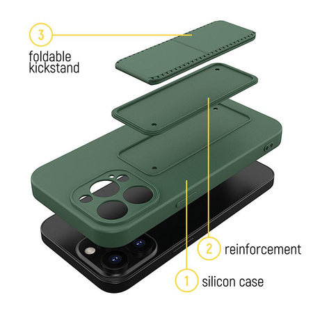 Wozinsky Kickstand Case silikonowe etui z podstawką etui Samsung Galaxy A22 5G czarne