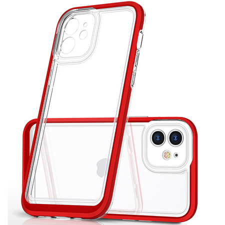 Clear 3in1 etui do iPhone 12 żelowy pokrowiec z ramką czerwony