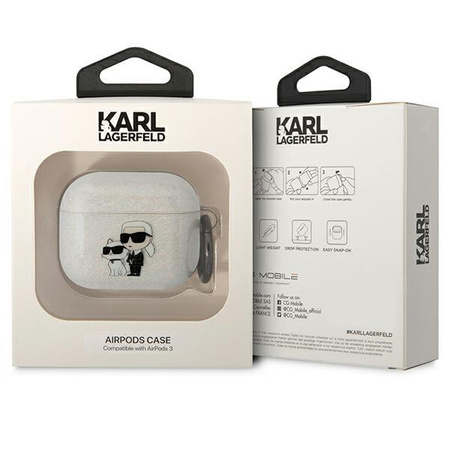 Etui Karl Lagerfeld KLA3HNKCTGT na AirPods 3 cover - przezroczyste Glitter Karl&Choupette