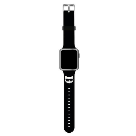 Karl Lagerfeld Pasek KLAWLSLCK Apple Watch 42/44/45mm czarny/black strap Silicone Choupette Heads