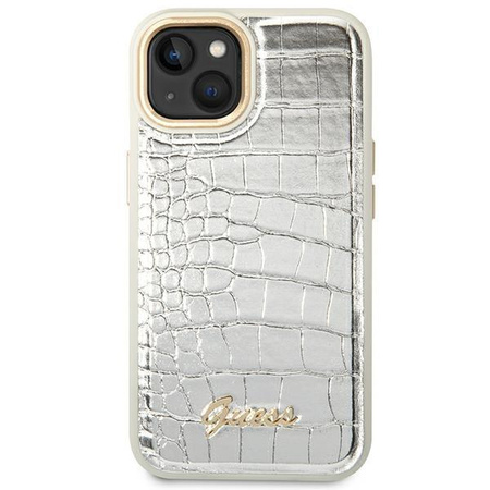 Guess GUHCP14SHGCRHS iPhone 14 6,1" srebrny/silver hardcase Croco Collection