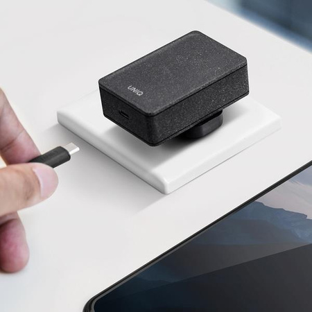 Ładowarka sieciowa Uniq Versa Slim LITHOS Collective USB-C PD 18W + kabel USB-C / USB-C - czarna