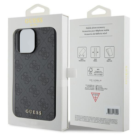 Etui Guess 4G Metal Gold Logo na iPhone 15 Pro - szare