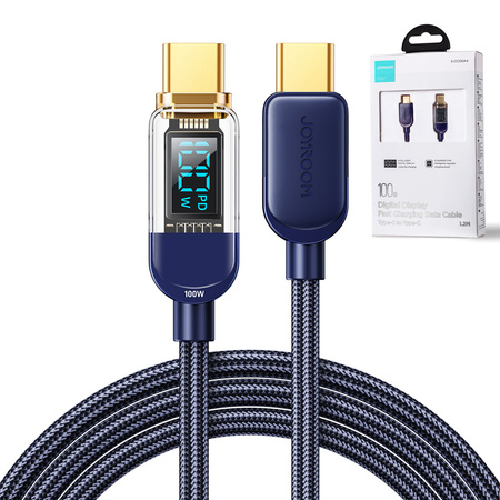 Joyroom kabel USB C – USB C 100W do szybkiego ładowania i transferu danych 1,2 m niebieski (S-CC100A4)