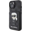 Etui Karl Lagerfeld Saffiano Cardslots and Stand Monogram Ikonik Patch do iPhone 15 - czarne