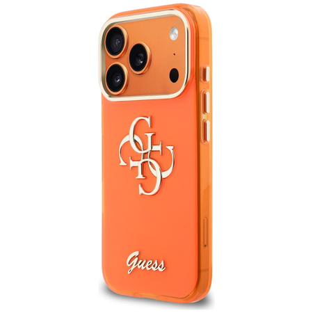 Etui Guess IML 4G Script Metal do iPhone 17 Pro pomarańczowy