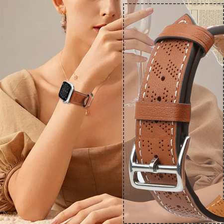 Strap Leather skórzany pasek Apple Watch SE, 8, 7, 6, 5, 4, 3, 2, 1 (41, 40, 38 mm) opaska bransoleta brązowy