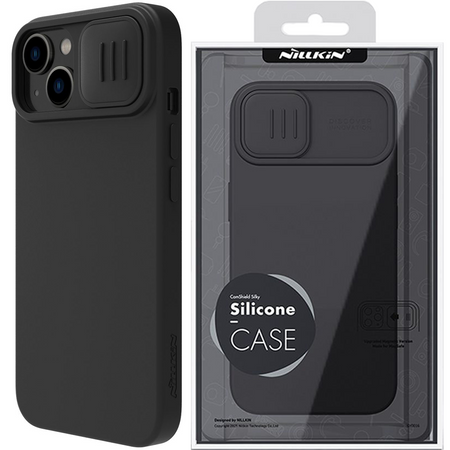 Nillkin CamShield Silky Silicone Case etui iPhone 14 Plus pokrowiec z osłoną na aparat czarny