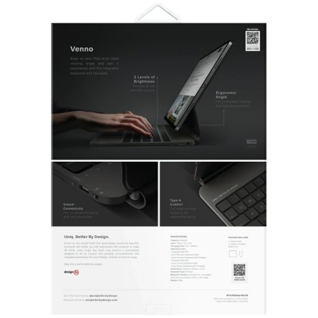 Etui UNIQ Venno Pro Magnetic Smart  z klawiaturą do iPad Air 13" 2024 / 2025 / iPad Pro 13" 2024 - czarne