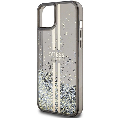 Etui Guess Liquid Glitter Gold Stripes na iPhone 15 / 14 / 13 - czarne