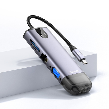 MCDODO PRZEJŚCIÓWKA ADAPTER HUB USB-C HDMI USB SD GIGABIT RJ45 DO MACBOOK M