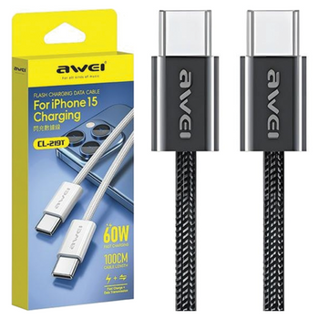 AWEI KABEL USB-C USB-C 60W DO IPHONE 15 14 13 12 DO ŁADOWANIA I STEROWANIA