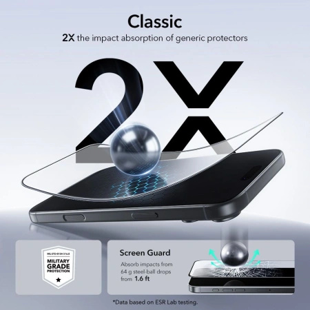 ESR SZKŁO HARTOWANE ULTRAFIT TEMPERED GLASS 2-PACK DO IPHONE 17 PRO MAX