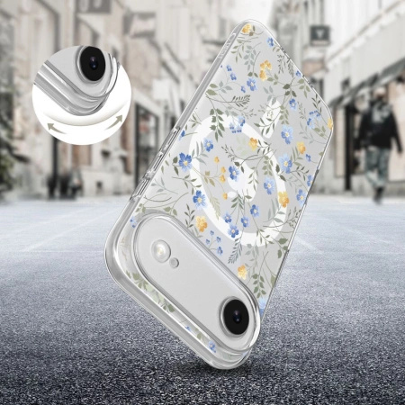 Etui Tech-Protect FlexAir MagSafe na iPhone 17 Air - stokrotki z liśćmi