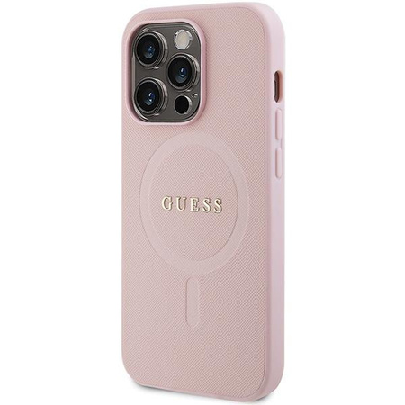Etui Guess GUHMP14XPSAHMCP na iPhone 14 Pro Max - różowe Saffiano MagSafe