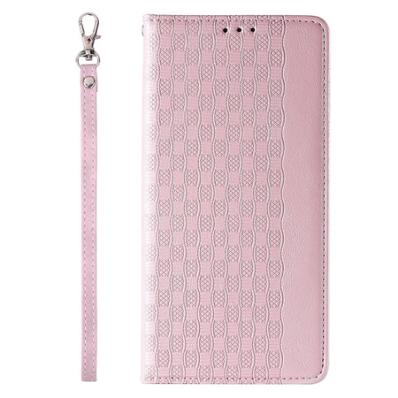 Magnet Strap Case etui Samsung Galaxy S23+ pokrowiec z klapką portfel mini smycz podstawka różowe