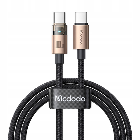 MCDODO KABEL USB-C SZYBKIE ŁADOWANIE USB TYP C 5A 100W 1M LED ZŁOTY