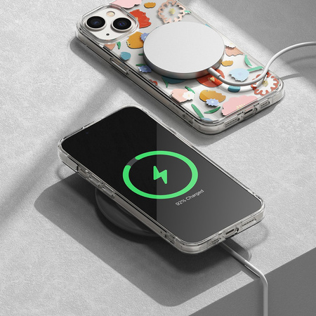 Ringke Fusion Design pancerne etui pokrowiec z żelową ramką iPhone 14 przezroczysty (Floral) (FD633E31)