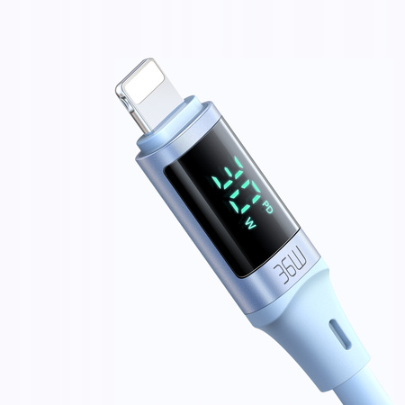 MCDODO KABEL Z WYŚWIETLACZEM USB-C LIGHTNING 36W 1M DO IPHONE 14 FIOLETOWY