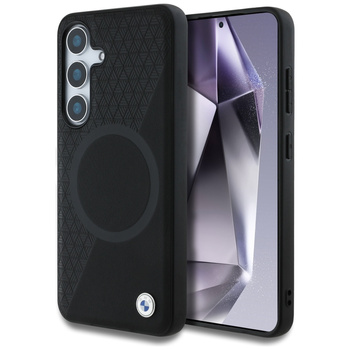 Etui BMW Leather Half Textured MagSafe   do Samsung Galaxy S25 czarny
