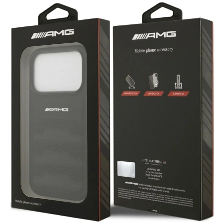 MERCEDES ETUI AMG LEATHER DEBOSSED LINES LOGO DO IPHONE 17 PRO LUKSUSOWE
