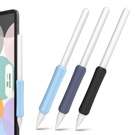 Stoyobe Silicone Holder zestaw uchwytów silikonowych dla Apple Pencil 1 / Apple Pencil 2 / Huawei M-Pencil ciemnoniebieski+jasnoniebieski+czarny (3 szt.)