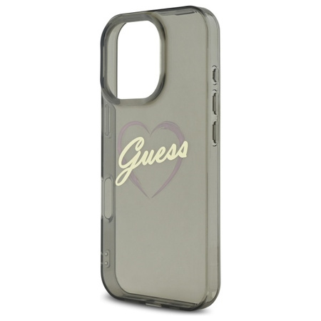 GUESS ETUI HARD CASE DO IPHONE 16 PRO 6.3 BLACK IML HEART Z LOGO DO 4G