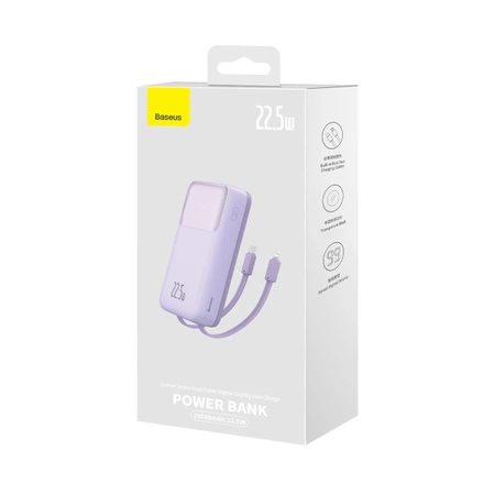 Powerbank Baseus Comet Series z wyświetlaczem 20000mAh 22.5W - fioletowy + kabel USB-A / USB-C