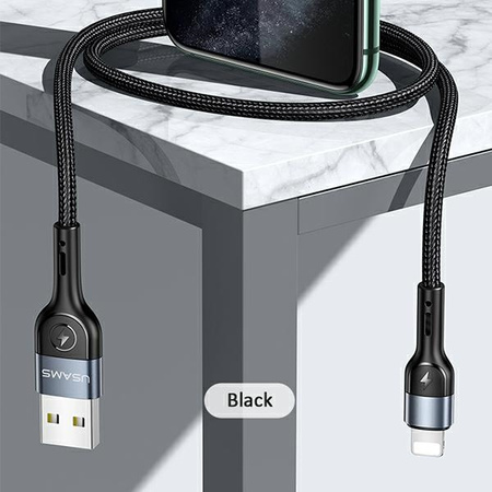 USAMS KABEL DO LIGHTNING 1M DO IPHONE 2A PLECIONY Z LED Z SZYBKIM