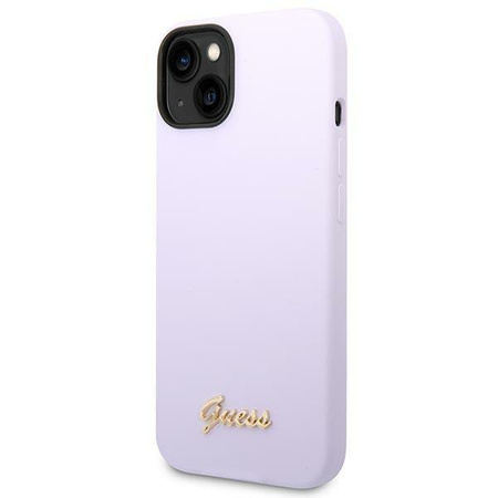 Etui Guess GUHCP14SSLSMU na iPhone 14 - fioletowe Silicone Vintage Gold Logo