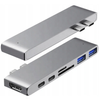 Hub do laptopa Co2, Adapter 7w1 do Apple, do MacBook Pro , do Air Retina, USB-C, HDMI, Karta pamięci SD, Micro SD, 1 x HD, srebrny