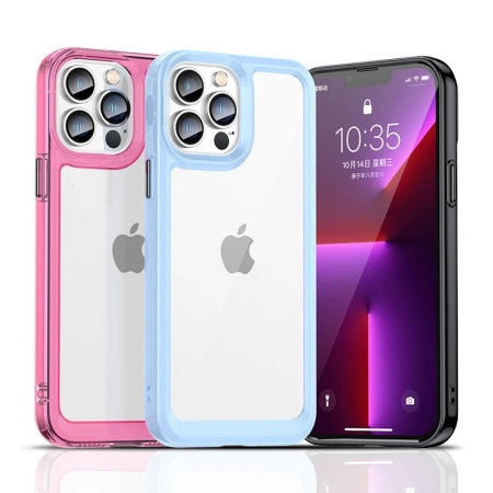 HURTEL SZTYWNY ETUI POKROWIEC DO IPHONE 12 PRO MAX Z ŻELOWĄ RAMKĄ NIEBIESKI