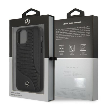 Mercedes MEHCP12LCDOBK iPhone 12 Pro Max 6,7" czarny/black hardcase Leather Perforated Area