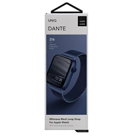 UNIQ pasek Dante Apple Watch Series 4/5/6/7/8/SE/SE2 42/44/45mm Stainless Steel niebieski/cobalt blue