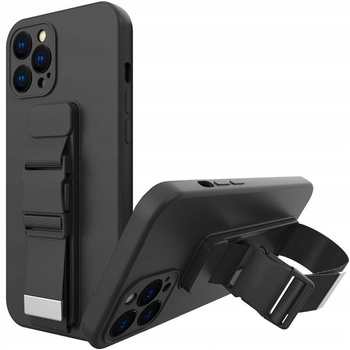 Rope case żelowe etui ze smyczą łańcuszkiem torebka smycz Samsung Galaxy S20+ (S20 Plus) czarny