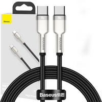 Baseus Cafule Metal Data kabel USB Typ C - USB Typ C 100 W (20 V / 5 A) Power Delivery 1 m czarny (CATJK-C01)