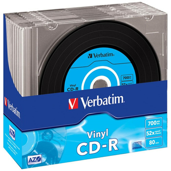 VERBATIM PŁYTA CD-R 700MB DO KOMPUTERA DATA VINYL 10 SZTUK SLIM OPAKOWANIE