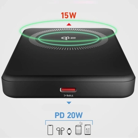 Powerbank SBS Mag Power Qi2 5000 mAh kompatybilny z MagSafe - czarny