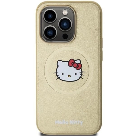 Etui Hello Kitty Leather Kitty Head MagSafe na iPhone 13 Pro / 13 - złote