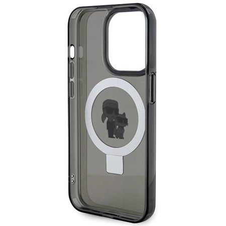 Etui Karl Lagerfeld Ring Stand Karl&Choupettte MagSafe do iPhone 15 Pro Max - czarne