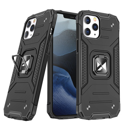 Wozinsky Ring Armor pancerne hybrydowe etui pokrowiec + magnetyczny uchwyt iPhone 12 Pro Max czarny