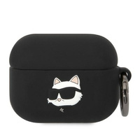 Etui Karl Lagerfeld KLAPRUNCHK na AirPods Pro - czarne Silicone Choupette Head 3D