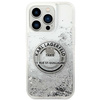 Etui Karl Lagerfeld KLHCP14XLCRSGRS na iPhone 14 Pro Max - srebrne Liquid Glitter RSG