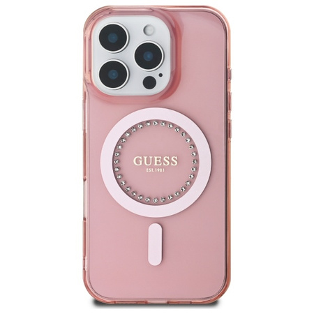 GUESS HARDCASE DO IPHONE 16 PRO Z RHINESTONES I MAGNETYCZNĄ TECHNOLOGIĄ