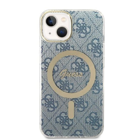 Guess zestaw ładowarka MagSafe + etui do iPhone 14 Plus 6,7" niebieskie 4G Print (GUBPP14MH4EACSB)
