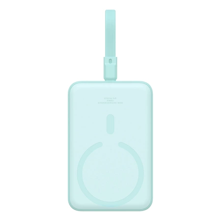 Powerbank Baseus Magnetic Mini MagSafe 10000mAh 20W z wbudowanym kablem Lightning - niebieski + kabel Baseus Simple Series USB-C - USB-C 60W 0.3m