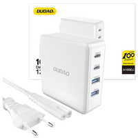 Szybka ładowarka sieciowa GaN 100W 2 x USB-C / 2 x USB Dudao A100EU - biała