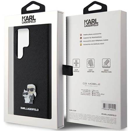 Etui Karl Lagerfeld Saffiano Karl&Choupette Metal Pin na Samsung Galaxy S24 Ultra - czarne