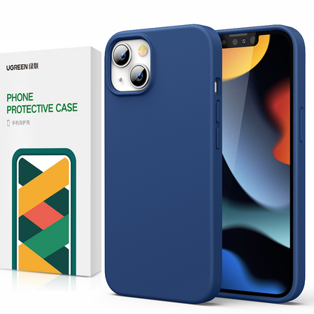 Ugreen Protective Silicone Case gumowe elastyczne silikonowe etui pokrowiec iPhone 13 Pro Max niebieski