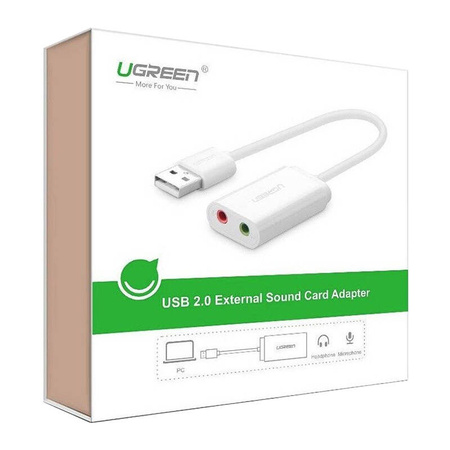 UGREEN KARTA DŹWIĘKOWA ZEWNETRZNA USB DO LAPTOPÓW KOMPUTERÓW AUDIO 15CM